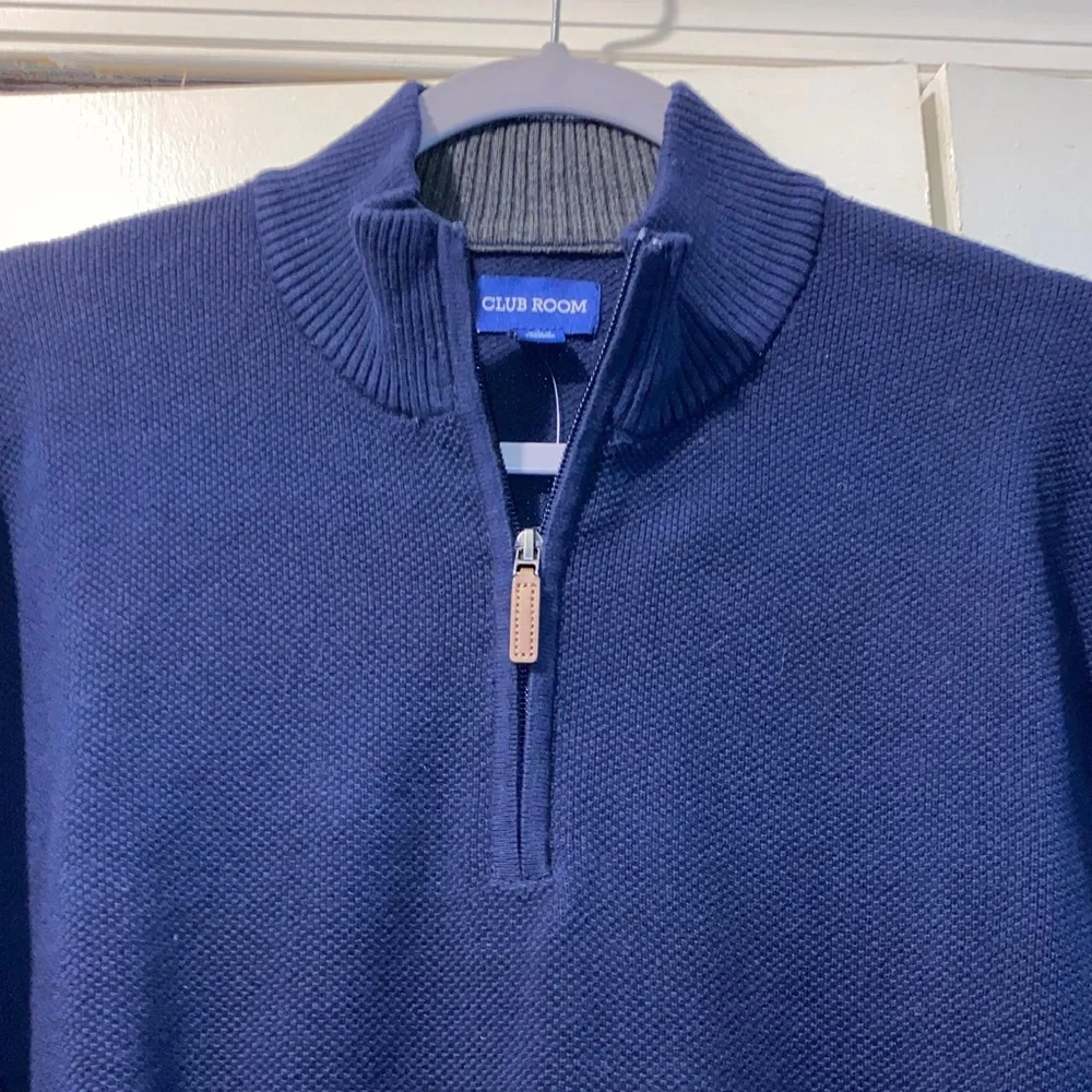 Club Room Men's Navy Zip-Up Sweater - Picture 3 of 4
